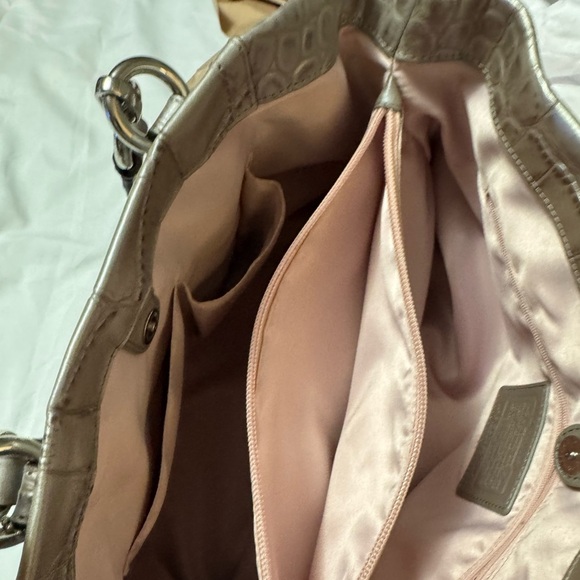 Coach Silver Croc-Embossed Women's Bag - Picture 10 of 13